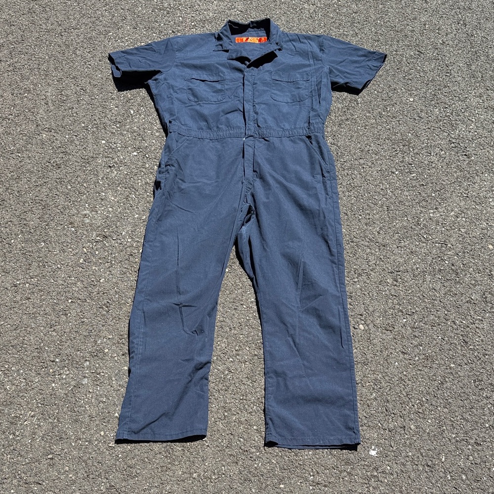 Unisex Red Kap Short-Sleeve Navy Utility Jumpsuit Size XL Reg